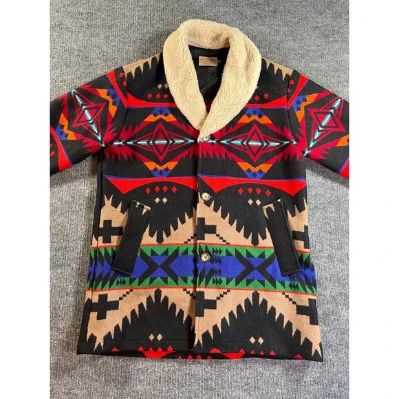 Pendleton High Grade Westernwear Jacket Mens 42 Multicolor Wool Southwest Borg